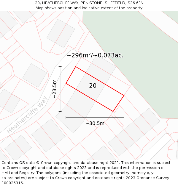 20, HEATHERCLIFF WAY, PENISTONE, SHEFFIELD, S36 6FN: Plot and title map