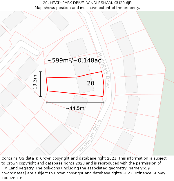 20, HEATHPARK DRIVE, WINDLESHAM, GU20 6JB: Plot and title map
