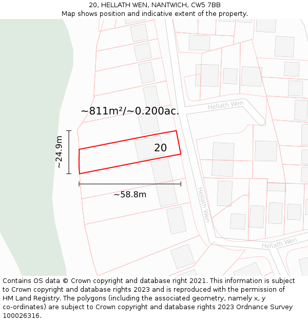 20, HELLATH WEN, NANTWICH, CW5 7BB: Plot and title map