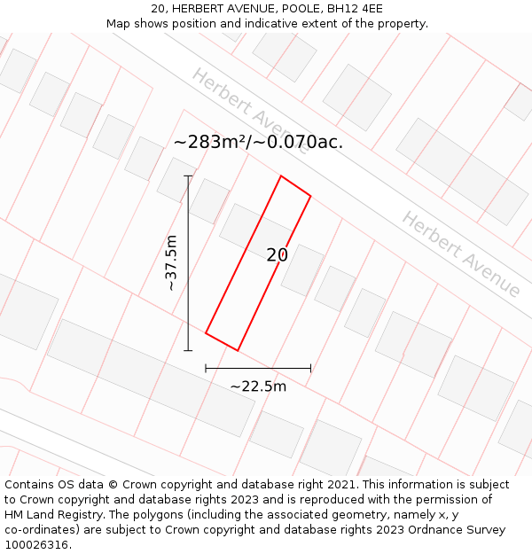 20, HERBERT AVENUE, POOLE, BH12 4EE: Plot and title map