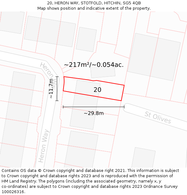 20, HERON WAY, STOTFOLD, HITCHIN, SG5 4QB: Plot and title map