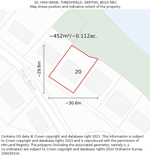 20, HIGH BANK, THRESHFIELD, SKIPTON, BD23 5BU: Plot and title map