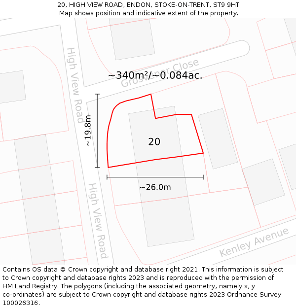 20, HIGH VIEW ROAD, ENDON, STOKE-ON-TRENT, ST9 9HT: Plot and title map