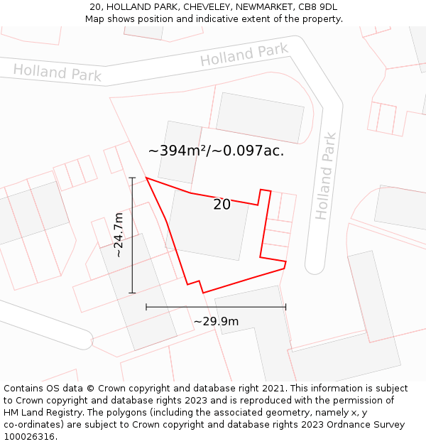 20, HOLLAND PARK, CHEVELEY, NEWMARKET, CB8 9DL: Plot and title map