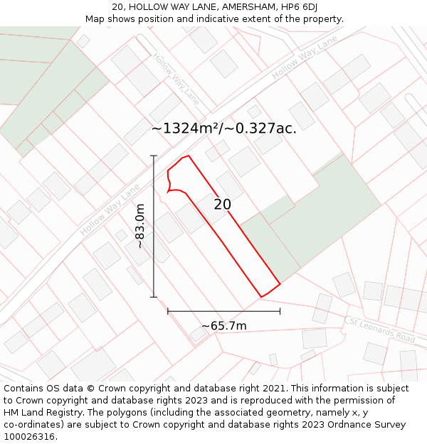 20, HOLLOW WAY LANE, AMERSHAM, HP6 6DJ: Plot and title map