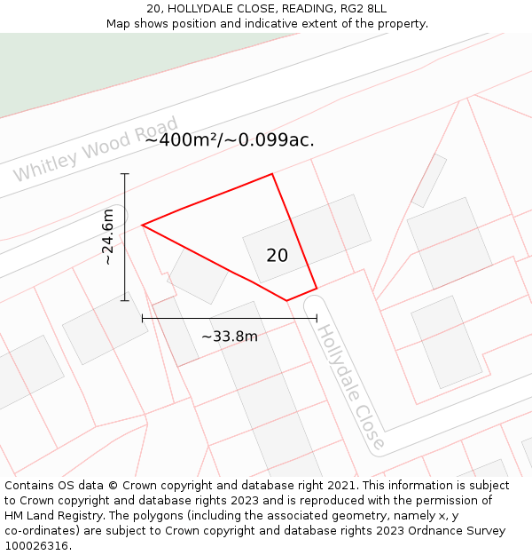 20, HOLLYDALE CLOSE, READING, RG2 8LL: Plot and title map