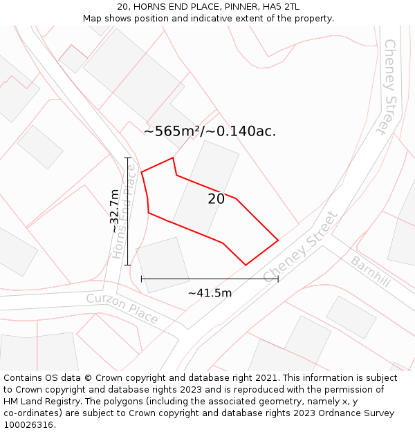 20, HORNS END PLACE, PINNER, HA5 2TL: Plot and title map