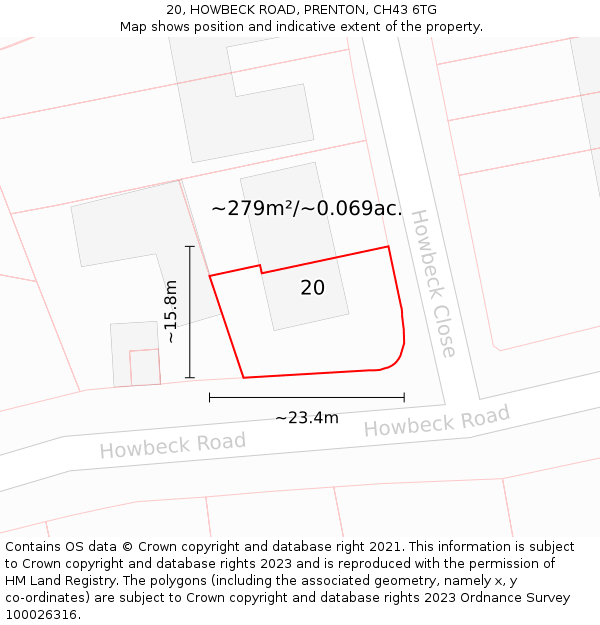 20, HOWBECK ROAD, PRENTON, CH43 6TG: Plot and title map