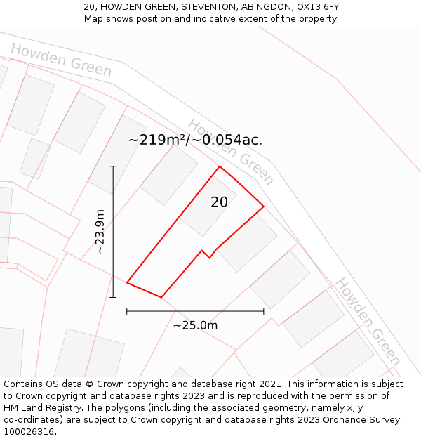 20, HOWDEN GREEN, STEVENTON, ABINGDON, OX13 6FY: Plot and title map