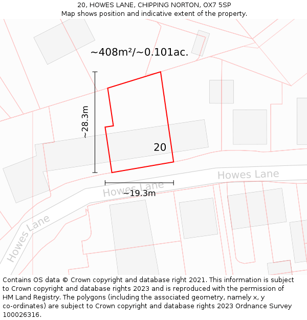 20, HOWES LANE, CHIPPING NORTON, OX7 5SP: Plot and title map
