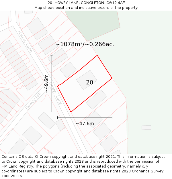 20, HOWEY LANE, CONGLETON, CW12 4AE: Plot and title map