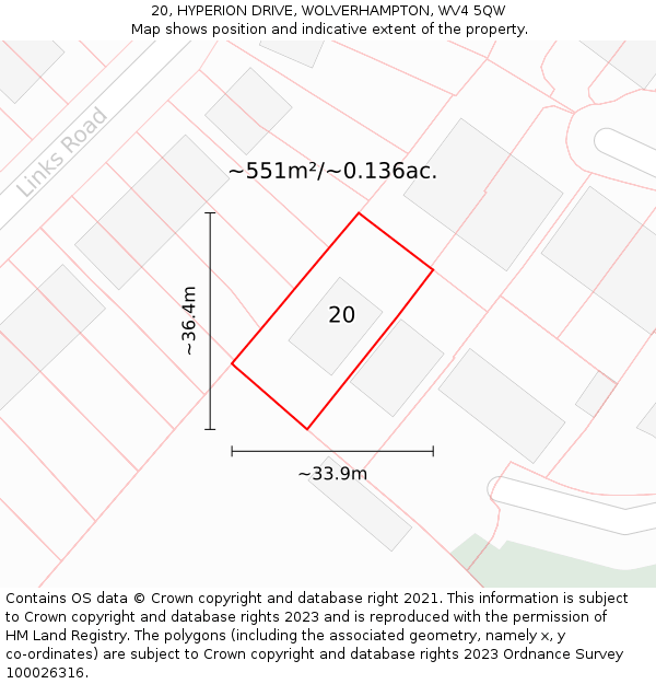 20, HYPERION DRIVE, WOLVERHAMPTON, WV4 5QW: Plot and title map