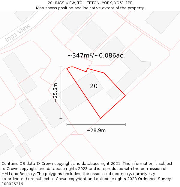20, INGS VIEW, TOLLERTON, YORK, YO61 1PR: Plot and title map