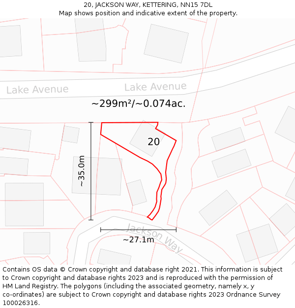 20, JACKSON WAY, KETTERING, NN15 7DL: Plot and title map