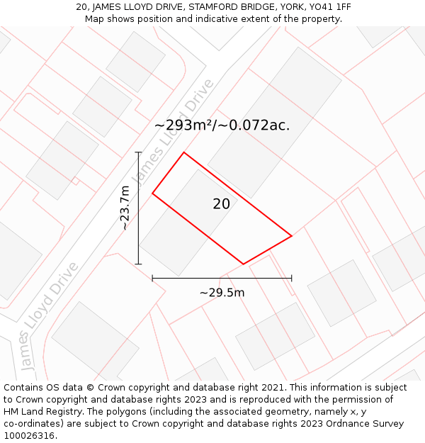 20, JAMES LLOYD DRIVE, STAMFORD BRIDGE, YORK, YO41 1FF: Plot and title map