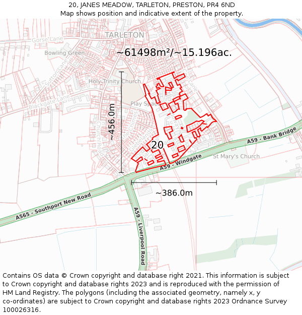 20, JANES MEADOW, TARLETON, PRESTON, PR4 6ND: Plot and title map