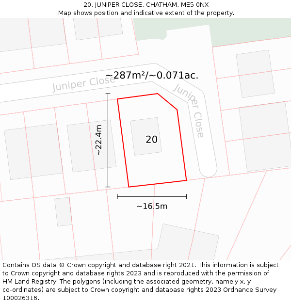 20, JUNIPER CLOSE, CHATHAM, ME5 0NX: Plot and title map