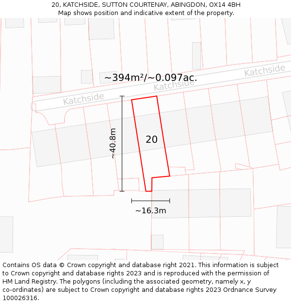 20, KATCHSIDE, SUTTON COURTENAY, ABINGDON, OX14 4BH: Plot and title map