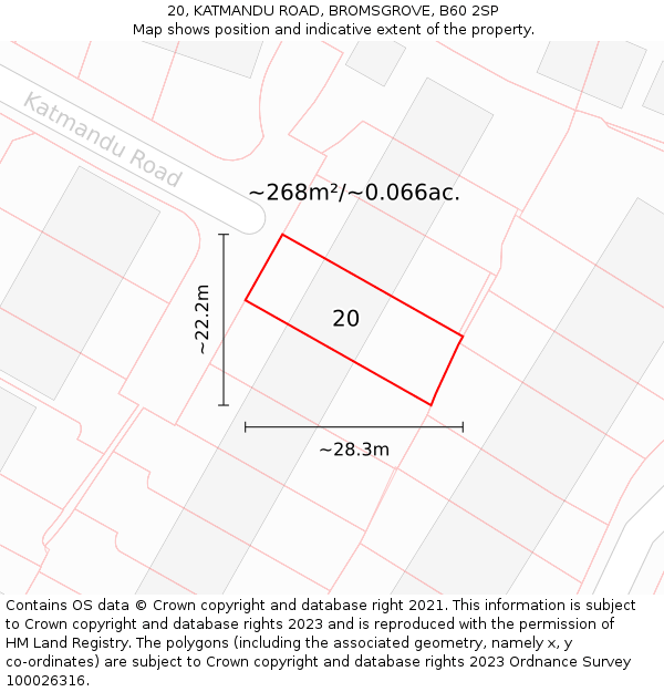 20, KATMANDU ROAD, BROMSGROVE, B60 2SP: Plot and title map