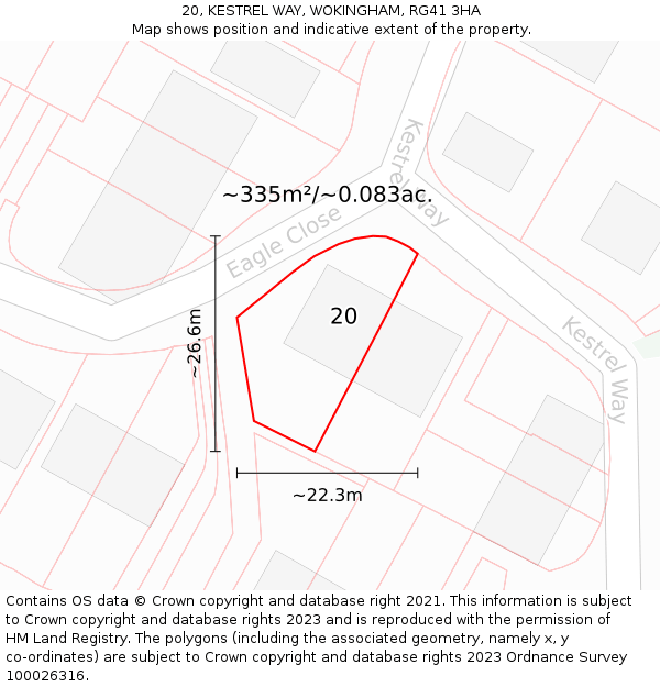 20, KESTREL WAY, WOKINGHAM, RG41 3HA: Plot and title map
