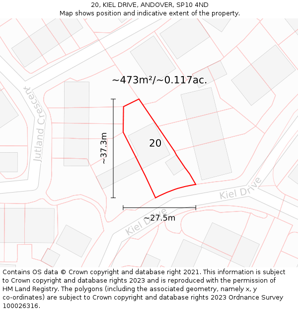20, KIEL DRIVE, ANDOVER, SP10 4ND: Plot and title map