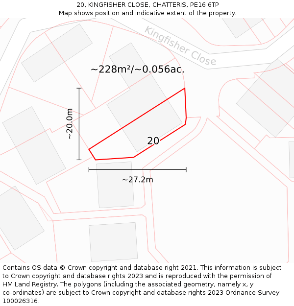 20, KINGFISHER CLOSE, CHATTERIS, PE16 6TP: Plot and title map