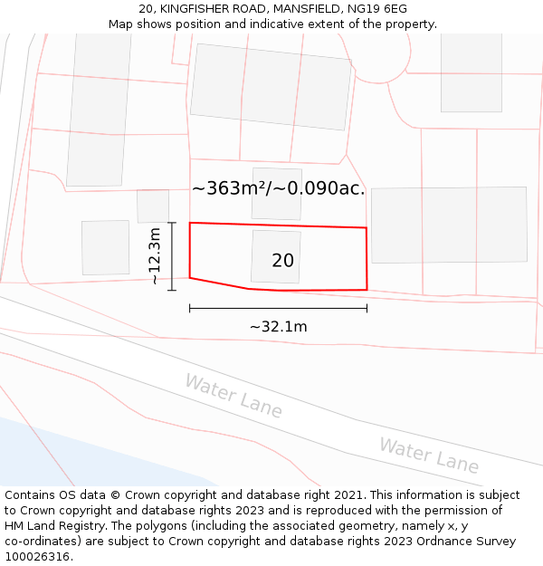 20, KINGFISHER ROAD, MANSFIELD, NG19 6EG: Plot and title map