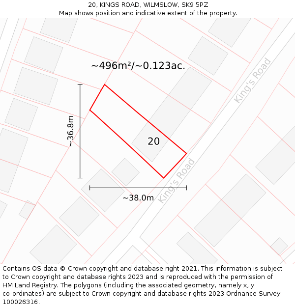 20, KINGS ROAD, WILMSLOW, SK9 5PZ: Plot and title map