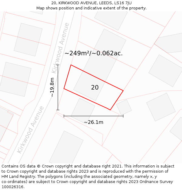 20, KIRKWOOD AVENUE, LEEDS, LS16 7JU: Plot and title map