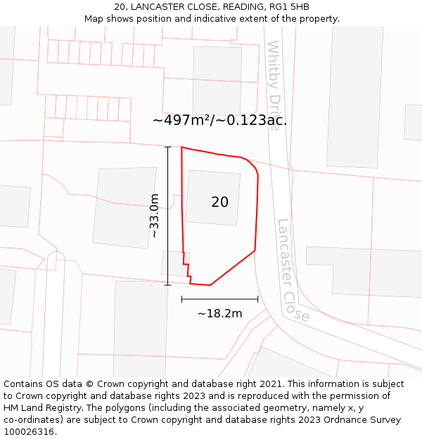 20, LANCASTER CLOSE, READING, RG1 5HB: Plot and title map