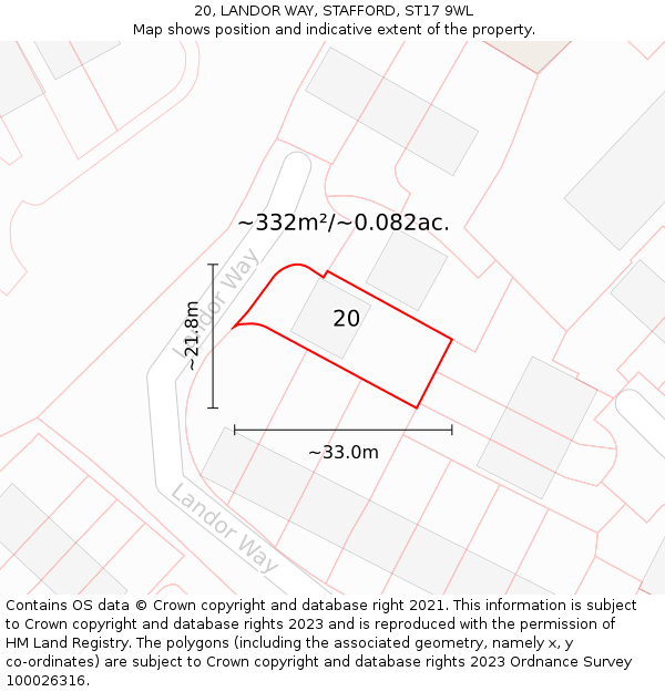 20, LANDOR WAY, STAFFORD, ST17 9WL: Plot and title map