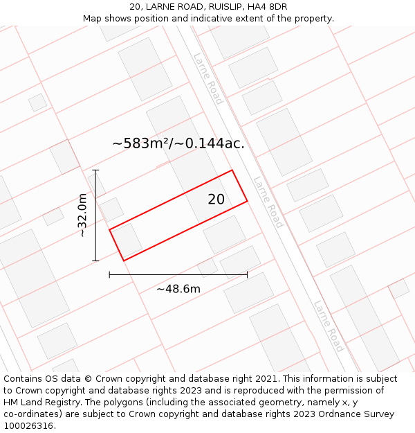 20, LARNE ROAD, RUISLIP, HA4 8DR: Plot and title map
