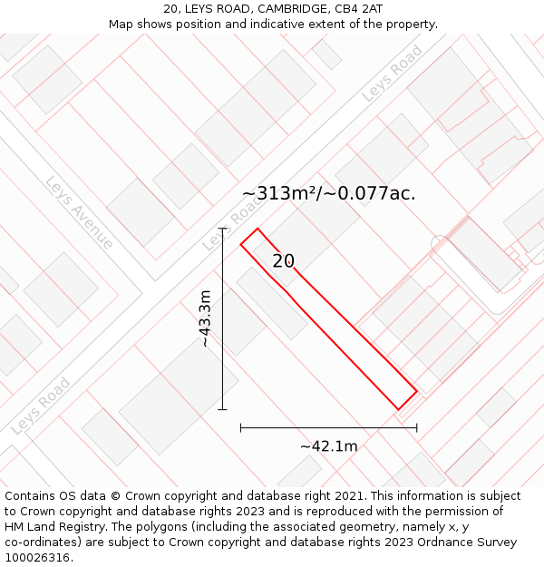 20, LEYS ROAD, CAMBRIDGE, CB4 2AT: Plot and title map