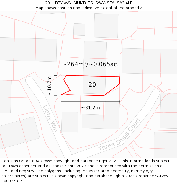 20, LIBBY WAY, MUMBLES, SWANSEA, SA3 4LB: Plot and title map