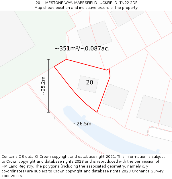 20, LIMESTONE WAY, MARESFIELD, UCKFIELD, TN22 2DF: Plot and title map