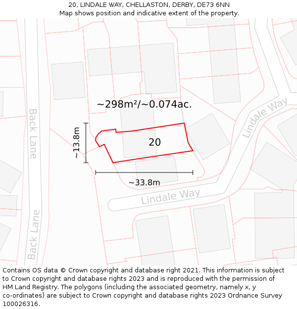 20, LINDALE WAY, CHELLASTON, DERBY, DE73 6NN: Plot and title map