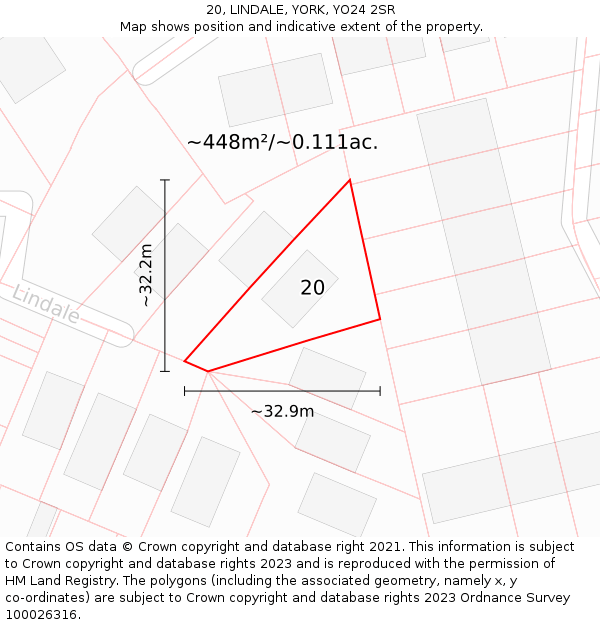 20, LINDALE, YORK, YO24 2SR: Plot and title map