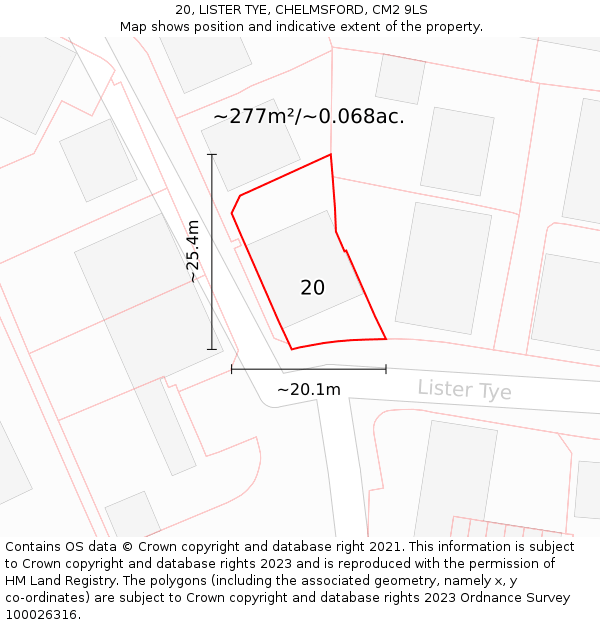 20, LISTER TYE, CHELMSFORD, CM2 9LS: Plot and title map