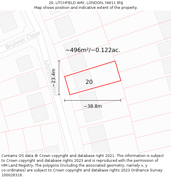20, LITCHFIELD WAY, LONDON, NW11 6NJ: Plot and title map