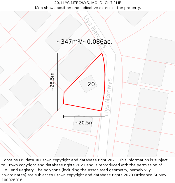 20, LLYS NERCWYS, MOLD, CH7 1HR: Plot and title map