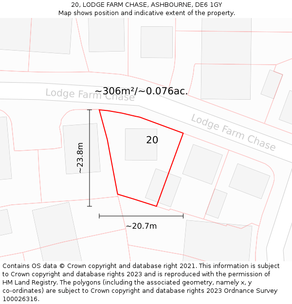 20, LODGE FARM CHASE, ASHBOURNE, DE6 1GY: Plot and title map