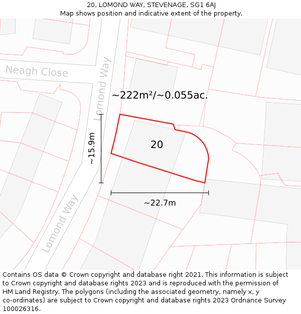 20, LOMOND WAY, STEVENAGE, SG1 6AJ: Plot and title map
