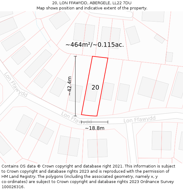 20, LON FFAWYDD, ABERGELE, LL22 7DU: Plot and title map