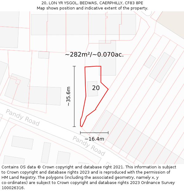20, LON YR YSGOL, BEDWAS, CAERPHILLY, CF83 8PE: Plot and title map