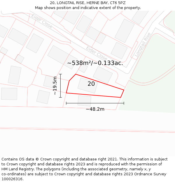 20, LONGTAIL RISE, HERNE BAY, CT6 5PZ: Plot and title map