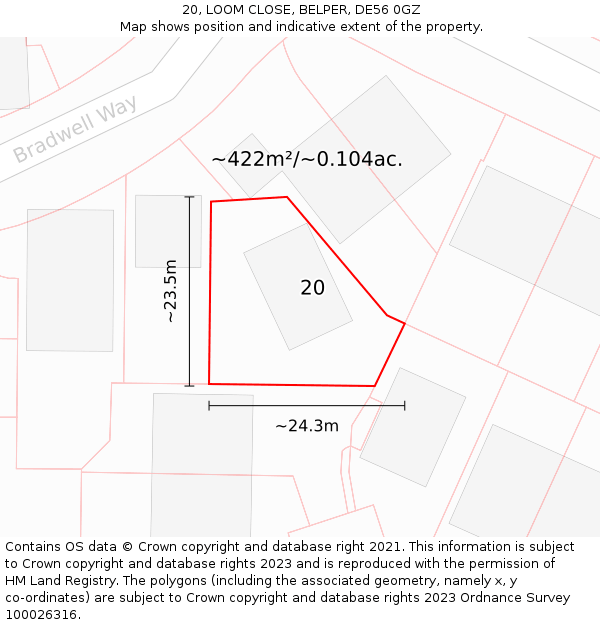 20, LOOM CLOSE, BELPER, DE56 0GZ: Plot and title map