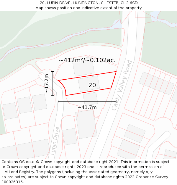 20, LUPIN DRIVE, HUNTINGTON, CHESTER, CH3 6SD: Plot and title map