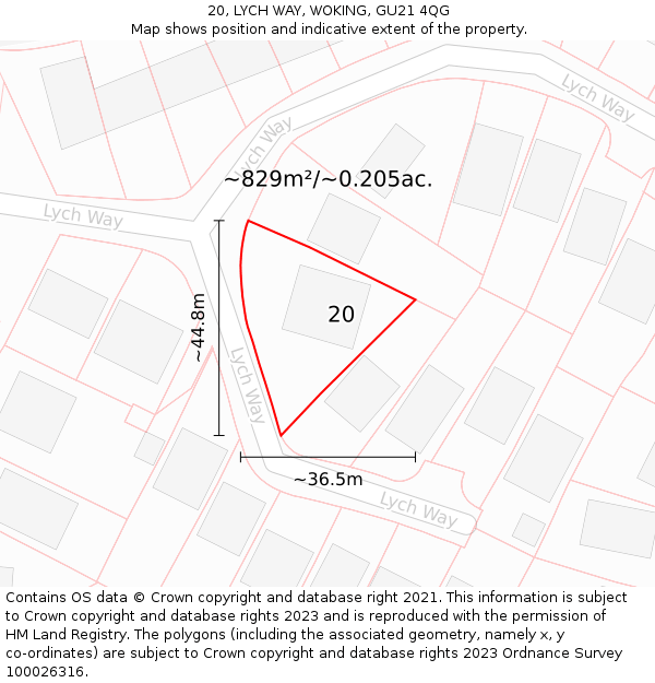 20, LYCH WAY, WOKING, GU21 4QG: Plot and title map