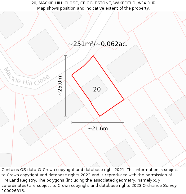 20, MACKIE HILL CLOSE, CRIGGLESTONE, WAKEFIELD, WF4 3HP: Plot and title map