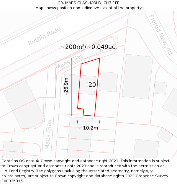 20, MAES GLAS, MOLD, CH7 1FP: Plot and title map